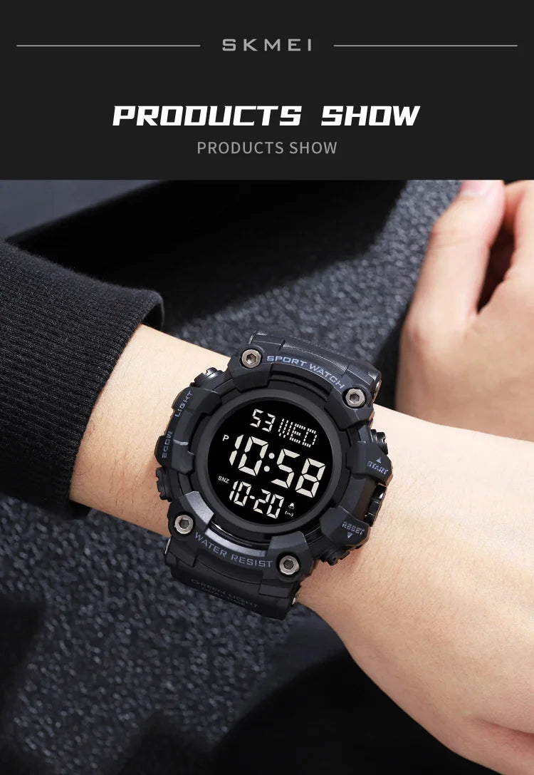 Skmei Luxury Fashion Sports Watches Men Waterproof Stopwatch Dual Time Digital Wristwatch Big Dial Clock Reloj Hombre
