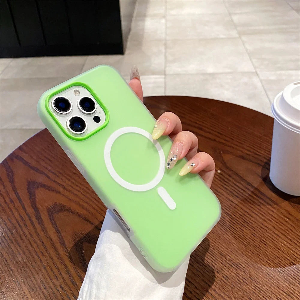 Luxury Candy Color  Magnetic Matte Case For iPhone 17 16 15 14 13 12 11 Pro Max  Air 16 ProMax Magsafe Wireless Charging  Cover