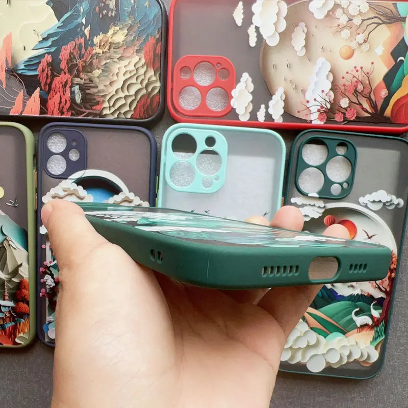 Printing Landscape phone case For iPhone 17 16 15 14 11 12 13 Pro Max Mini XS X XR 16 Plus Creative Mountains Shockproof Cover
