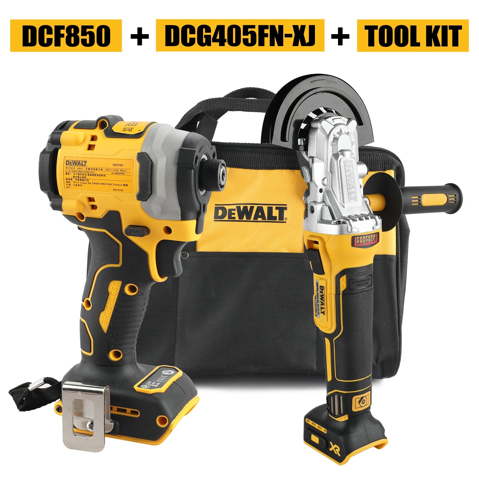 Dewalt us DCF850 DCG405FN Rechargeable Cordless electric screwdriver 125mm  Angle Grinder Maintenance Cutting Machine Tool Combo