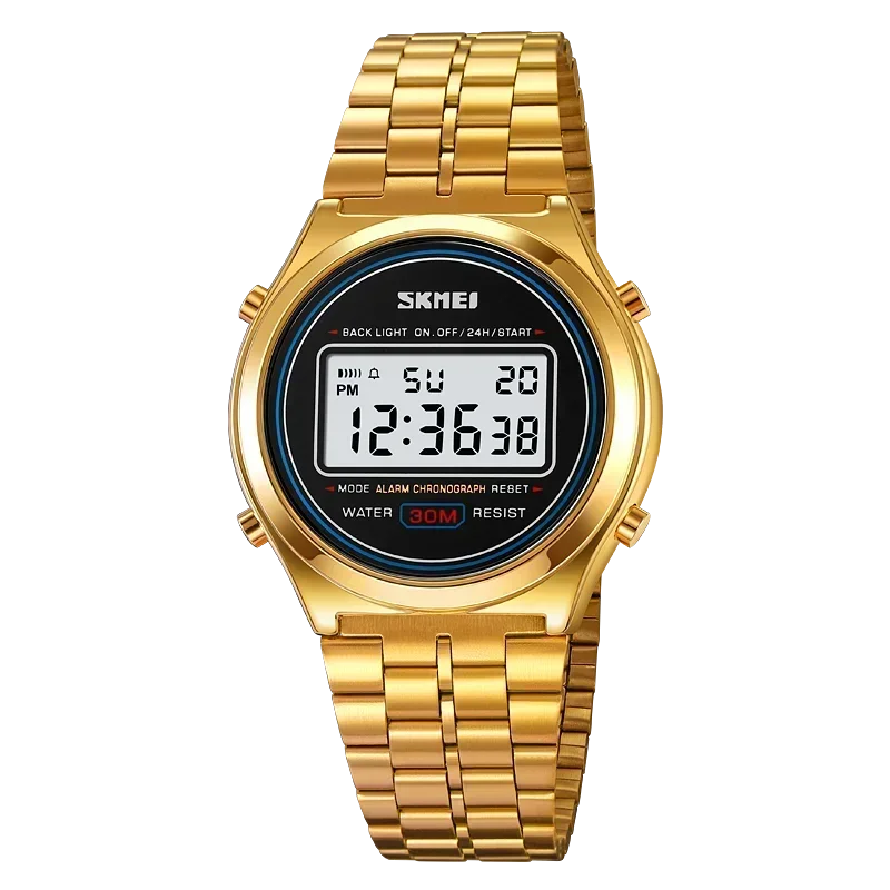 SKMEI 2146  Stainless Steel Men Waterproof Date Alarm Wriswatch reloj hombre Back Light Display Stopwatch Digital Sport Watches