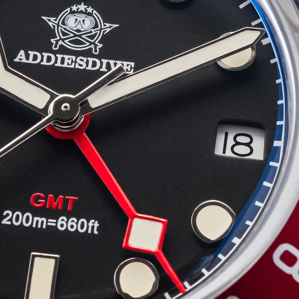 ADDIESDIVE Luxury GMT515-24H Men's Watch Diver 200m Bubble Mirror Glass BGW9 Super Luminous Stainless Steel Men's Analog Watches