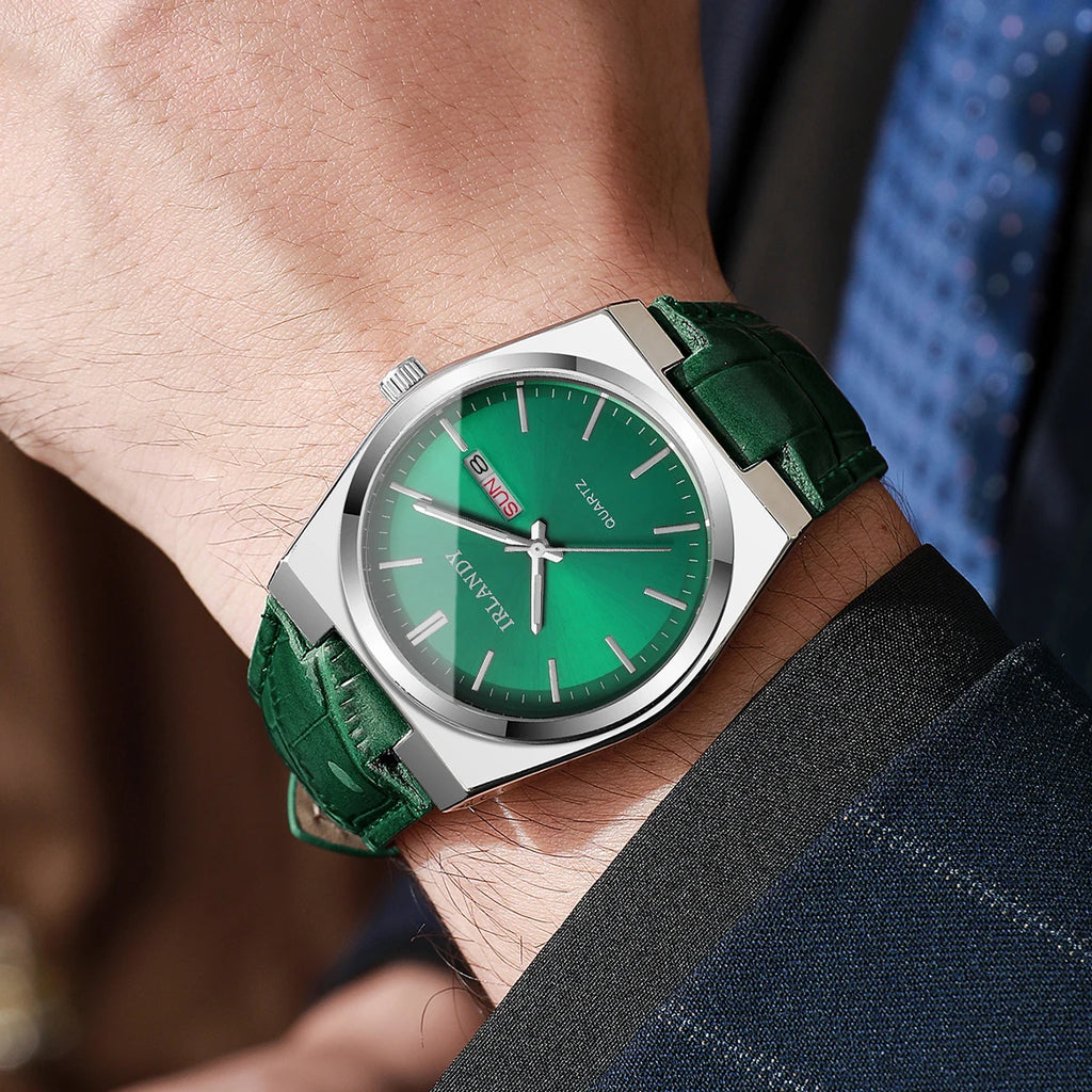 Fashion Men Business Watches Calendar Quartz Watch Casual Leather Strap Wristwatches Reloj Hombre（Without Box）