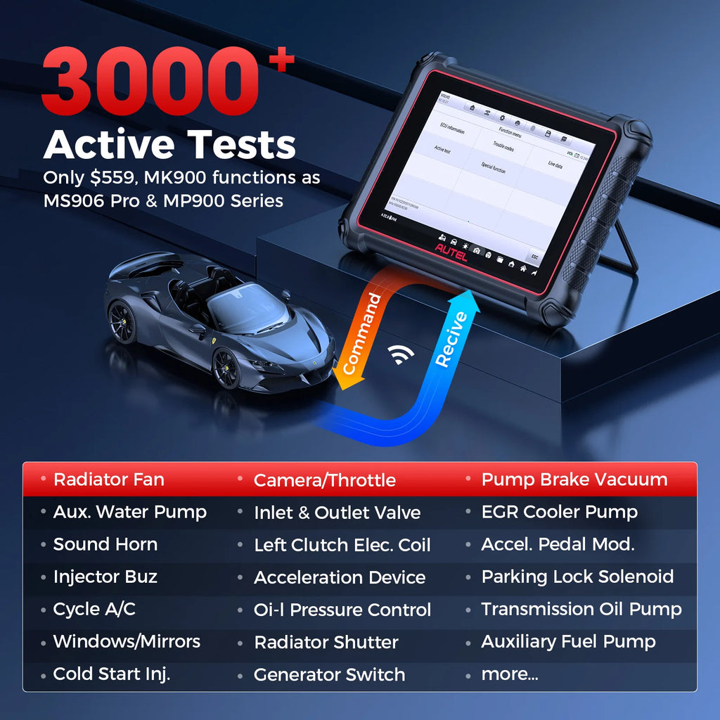 Autel MaxiCOM MK900 Diagnostic Tools CAN FD DoIP 8 Inch Bidirectional OBD2 Scanner Auto Diagnosis Upgrade of MX808S