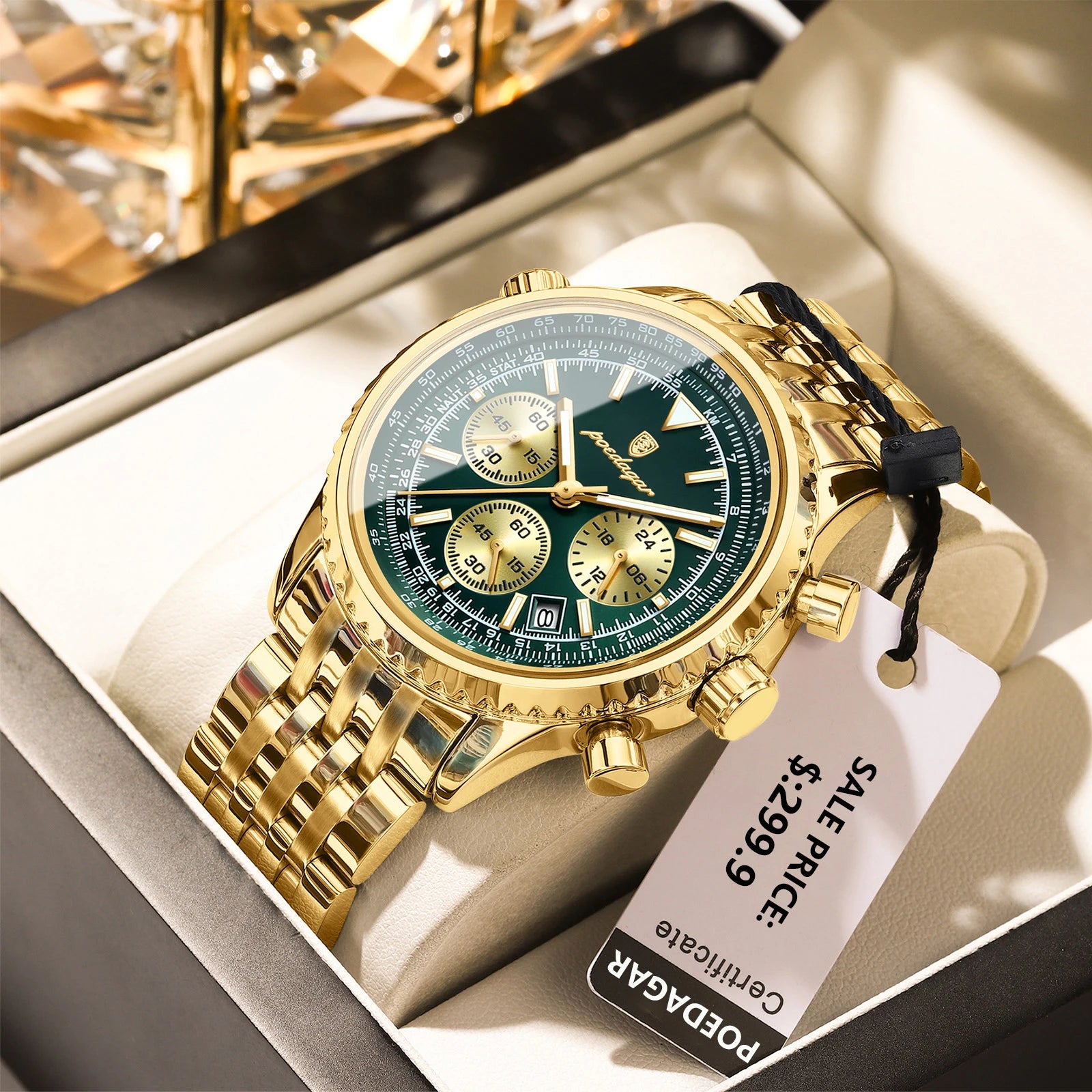 POEDAGAR Luxury Sport Man Watch Chronograph Date Waterproof Luminous Men's Quartz Watches Stainless Steel Fashion Men Wristwatch
