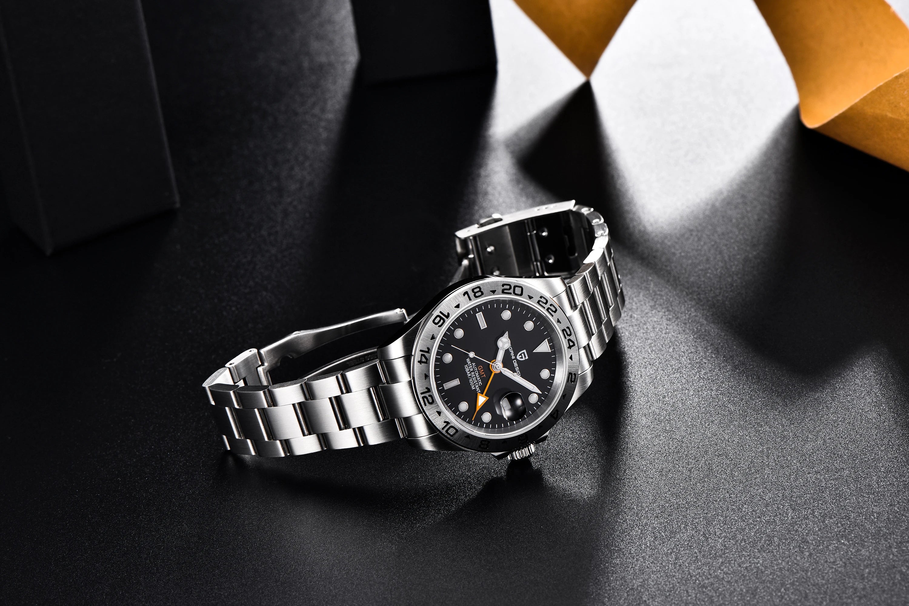 PAGANI DESIGN Vintage 42MM GMT Men's Watch PD1682 Automatic Mechanical Timepiece Sapphire Stainless Steel 100M Waterproof Retro