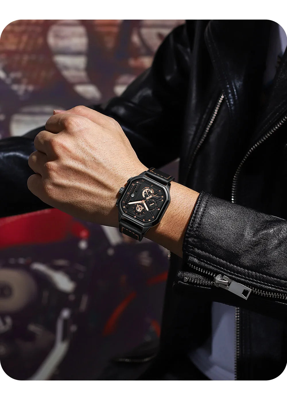 POEDAGAR New Luxury Casual Men's Quartz Watch Chronograph Date Waterproof Luminous Leather Man Watches Military Sports Men Watch