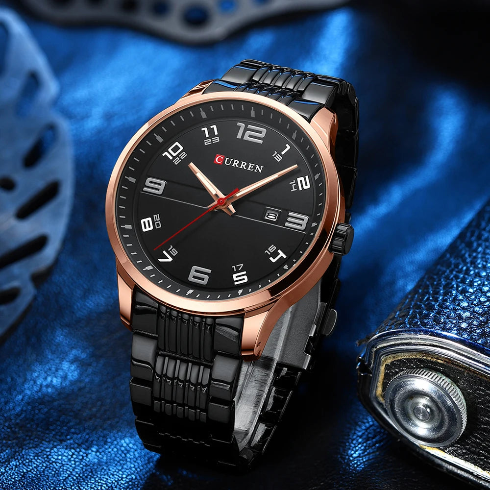 Men Fashion Casual Business Watches Men's Quartz Clock Male stainless steel Strap Wrist Watch Relogio