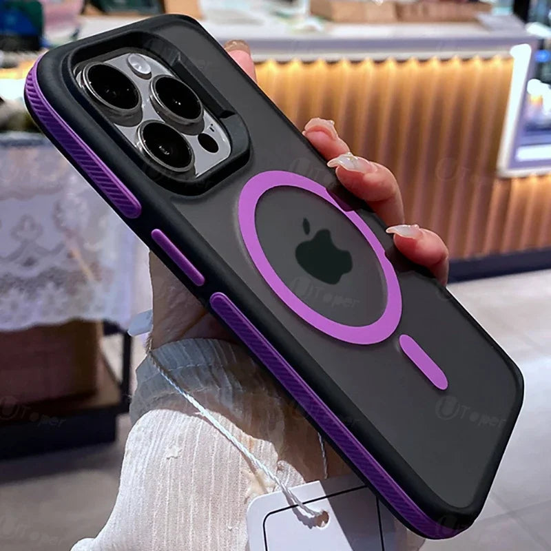 New Bicolor Matte Frosted Magnetic Phone Case For iPhone 17 16 15 14 Plus Pro Max Translucent Shockproof Hard Cover