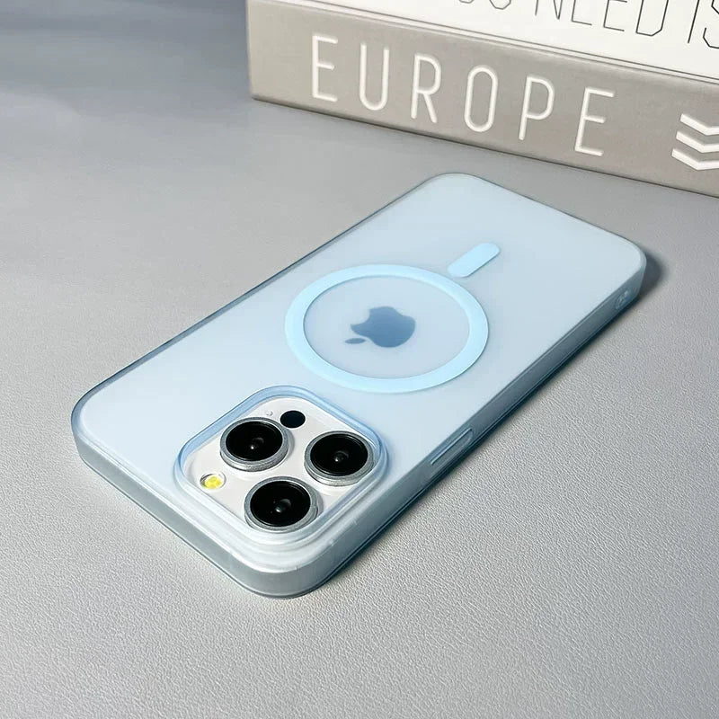 Ultra Thin Matte Magnetic Wireless Charger Case For iPhone 17 16 15 14 13 12 11 Pro Max For Magsafe Hard PC Translucent Cover