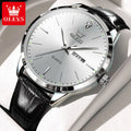 OLEVS 2935 Men's Watch Dual Calendar Waterproof Luminous Quartz Watch For Men 43mm Big Dial Leather Fashion Business Wristwatch
