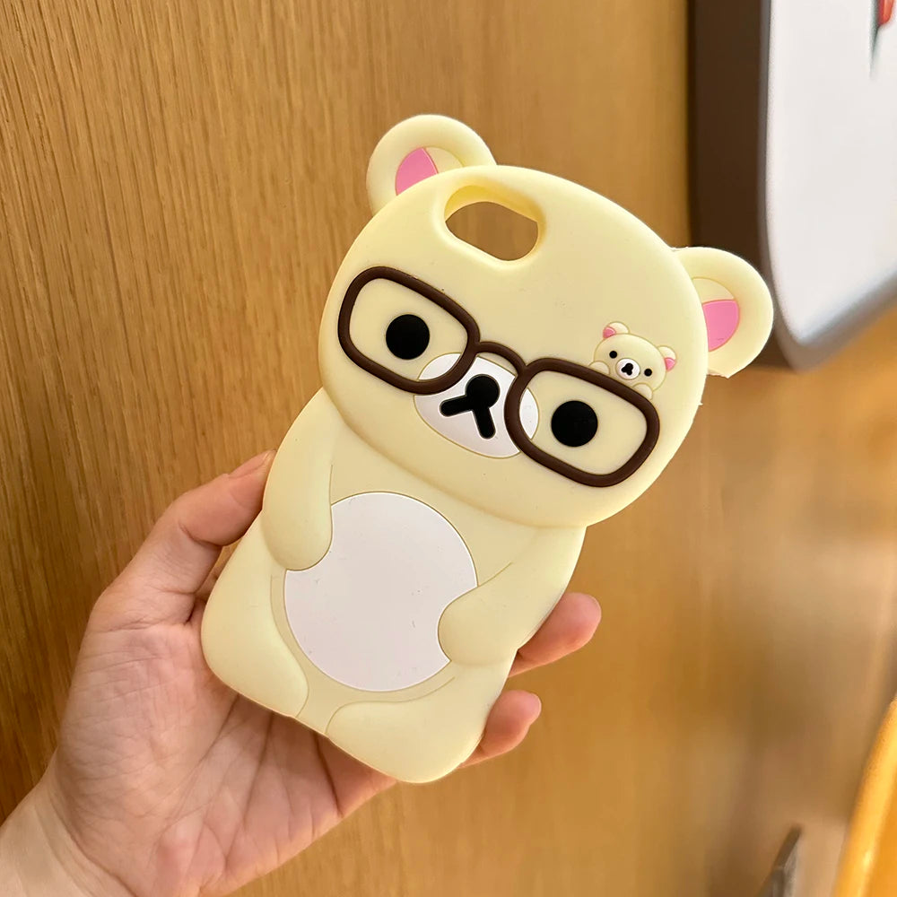 For iPhone 17 Pro 4 4S 5 5S 6 16 Pro Max 15 14 Plus 13 12 11 7 8 SE Rilakkuma Bear Chocolate Cartoon Soft Silicon Phone Case