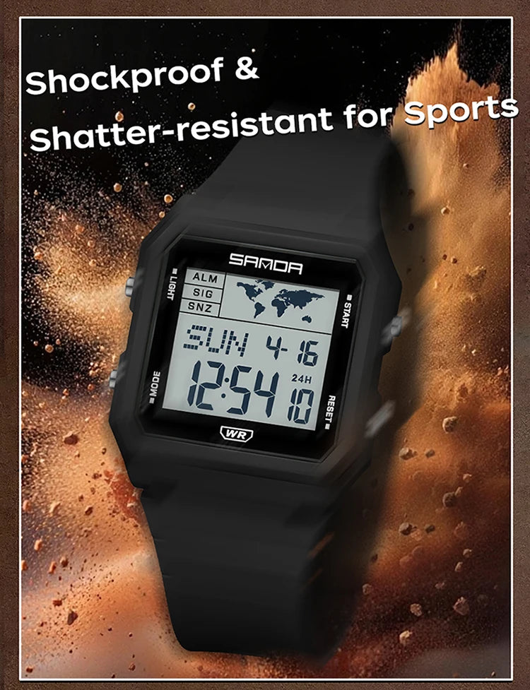 SANDA 2217 Sports Fashion Men Electronic Watches Multifunction Alarm Clock Countdown Luminous Waterproof Men's Digital Wristwatc