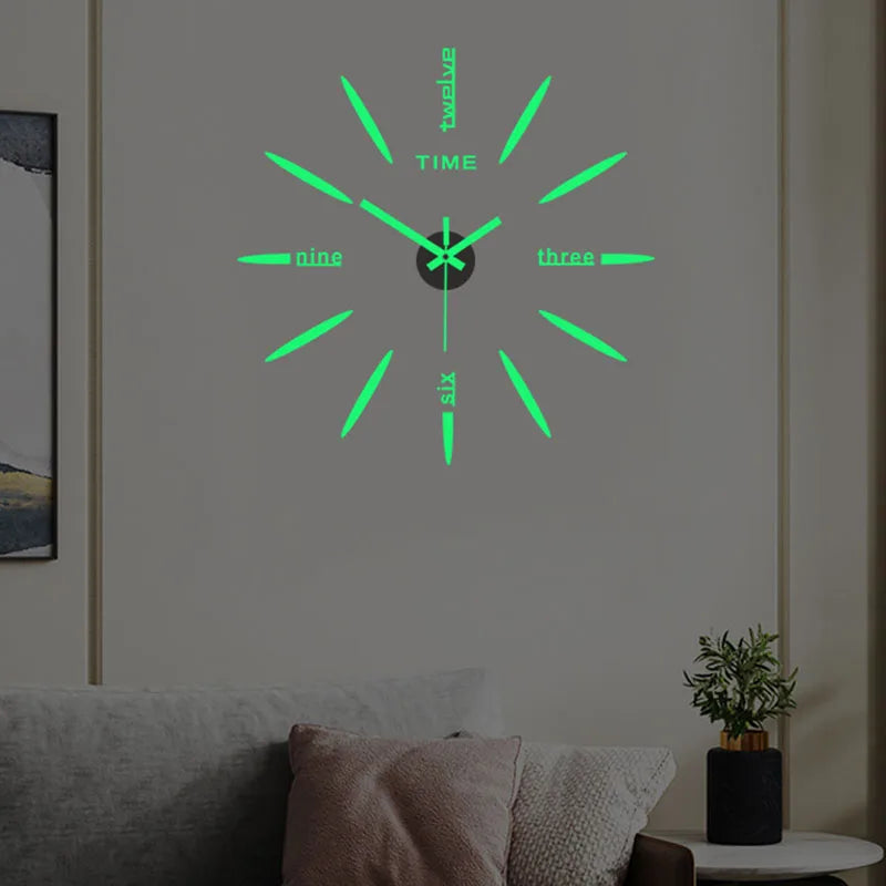 reloj de pared Luminous Wall Clock DIY Quartz Watch Clocks Acrylic Mirror Stickers Horloge Murale Wall Decor Home Decoration HOT