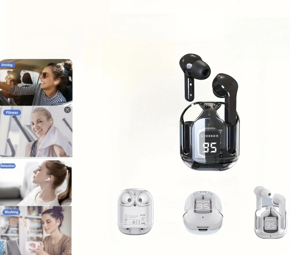 Wireless Earbuds Bluetooth 5.3, ENC Noise Cancelling, LED Battery Display, 3D Stereo Audio, Touch Control, Mini In-Ear Headphone