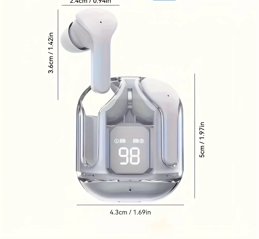 Wireless Earbuds Bluetooth 5.3, ENC Noise Cancelling, LED Battery Display, 3D Stereo Audio, Touch Control, Mini In-Ear Headphone
