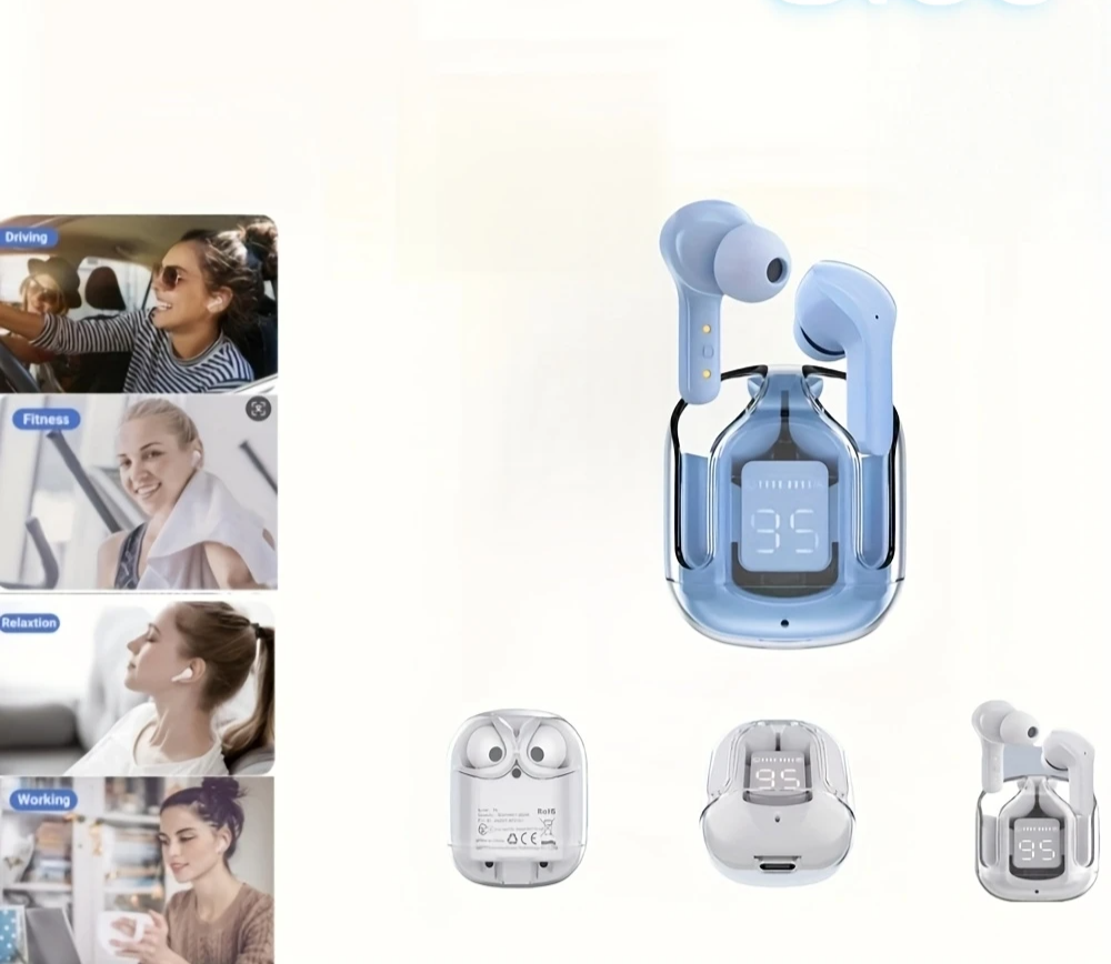 Wireless Earbuds Bluetooth 5.3, ENC Noise Cancelling, LED Battery Display, 3D Stereo Audio, Touch Control, Mini In-Ear Headphone